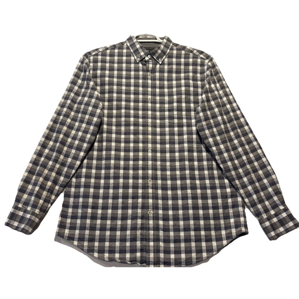 Banana‎ Republic  Men's XL Luxe Flannel Dress Shirt Long Sleeve Gray Gingham